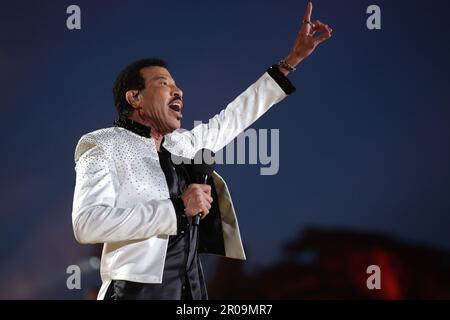 Lionel Richie performing at the Coronation Concert held in the grounds