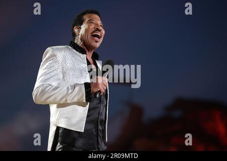 Lionel Richie performing at the Coronation Concert held in the grounds