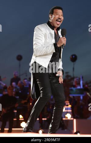 Lionel Richie performing at the Coronation Concert held in the grounds