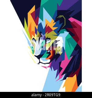 colorful lion pop art Stock Vector