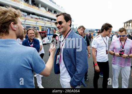 Miami Gardens, Etats Unis. 07th May, 2023. Roger Federer during the Formula 1 Crypto.com Miami Grand Prix 2023, 5th round of the 2023 Formula One World Championship from May 05 to 07, 2023 on the Miami International Autodrome, in Miami Gardens, Florida, United States of America - Photo DPPI Credit: DPPI Media/Alamy Live News Stock Photo