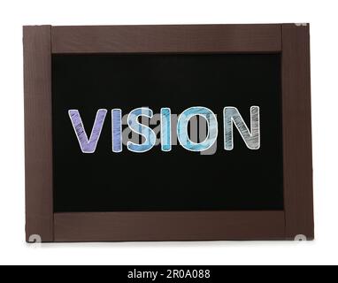 Small chalkboard with word Vision on white background Stock Photo