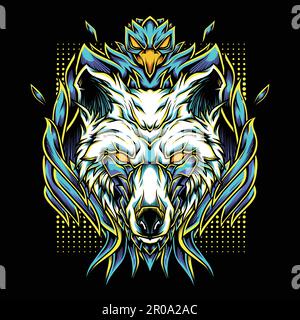 Phoenix wolves vector illustration Stock Vector