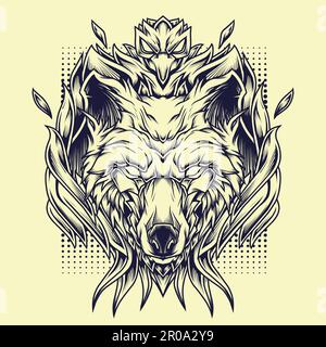 Phoenix wolves vector illustration Stock Vector