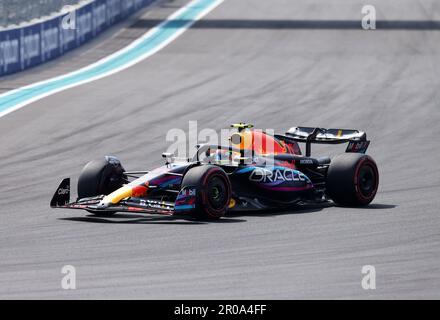 Miami, United States Of America. 06th May, 2023. MIAMI, FL- MAY 7: Mexican Formula One driver Sergio Perez of Red Bull Racing in action during the Formula One Miami Grand Prix at the Miami International Autodrome circuit in Miami Gardens, Fl USA on May 7, 2023.Canadian Formula One driver Lance Stroll of Aston Martin (Photo by Alberto E. Tamargo/Sipa USA) Credit: Sipa USA/Alamy Live News Stock Photo