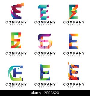 colorful letter e set logo Stock Vector