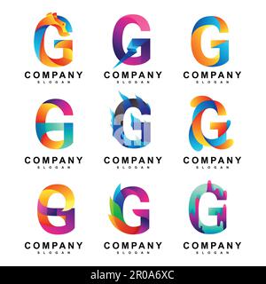 colorful letter g set logo Stock Vector