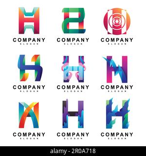 colorful letter h set logo Stock Vector