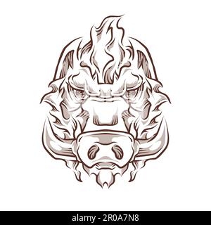 boar head color vector illustration Stock Vector