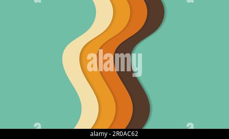 Paper cut Vintage 70s background vector. Waves, swirl, paper art vector texture vector illustration template Stock Vector