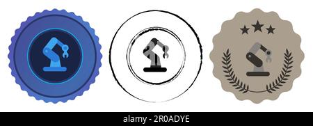 Robotic machine mechanical industry automation competition championship flat medal prize best winner contest award Stock Vector