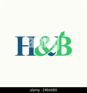 Logo design graphic concept creative abstract premium free vector stock letter H and B sans serif font with up arrow. Related symbol business increase Stock Vector