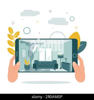 CCTV. Video Surveillance. Remote access. Watch video recording of the apartment on the tablet.See flooded apartment with video surveillance. Vector Stock Vector
