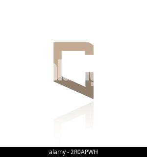 Alphabet Letter C Logo Design With Glossy Reflection Vector Icon Illustration. Elegant Minimal Letter Symbol. Stock Vector