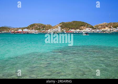 View to Binh Houng Island, on the steep coast near Vinh Hy, South China Sea, Ninh Thuan Province, Vietnam, Asia Stock Photo