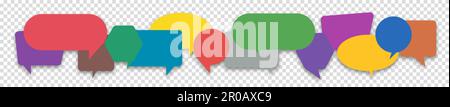 Set of colorful dialog speech bubbles sign icons on transparent background. Communication concept. Vector illustration. Stock Vector
