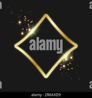 Gold sign diamond suit icon. Vector illustration on a black background. Stock Vector