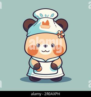 Cute cartoon character of a cute bear chef. Stock Vector