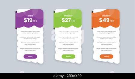 Abstract designed a minimalist pricing comparison web and mobile ui kit elements Stock Vector