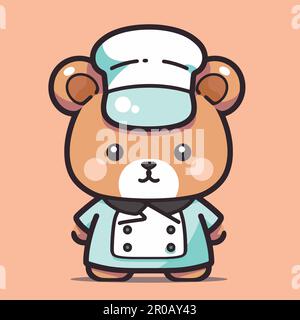 A cartoon bear wearing a hat and a coat. Stock Vector