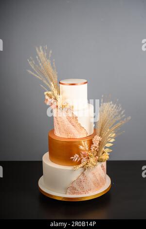 Four tier home made wedding cake Stock Photo