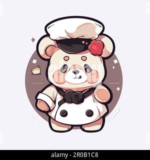 A cartoon bear with a hat and a bow on it. Stock Vector