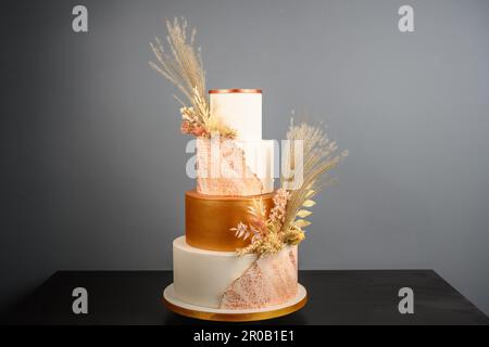Four tier home made wedding cake Stock Photo