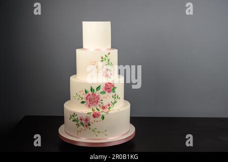 Four tier home made wedding cake Stock Photo