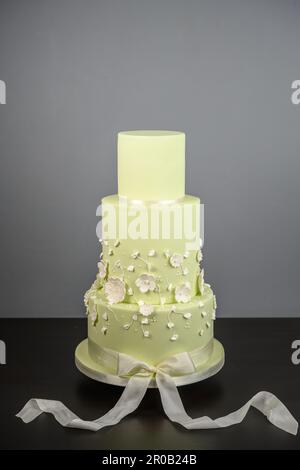 Three tier home made wedding cake Stock Photo