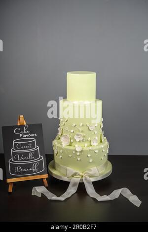Three tier home made wedding cake Stock Photo