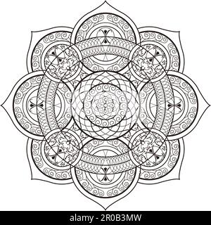 Monochrome Mandala Ornament Design Isolated On A White Background. Stock Vector