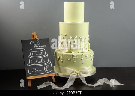 Three tier home made wedding cake Stock Photo