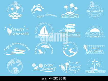 Vector Summer Symbol Icon Set Isolated On A Light Blue Background. Stock Vector