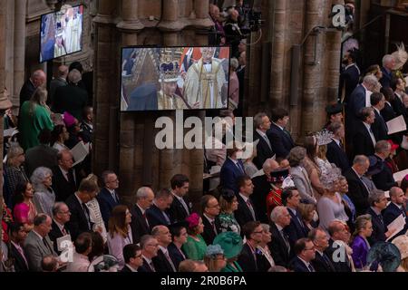 The Coronation of The King and Queen Consort inside Westminster Abbey. 06th May 2023, Westminster Abbey, London, England, United Kingdom Stock Photo