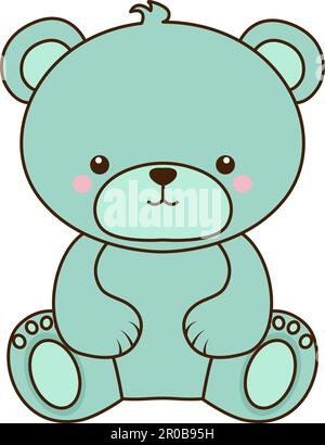 Cute teddy bear sitting alone cartoon style Stock Vector Image & Art ...