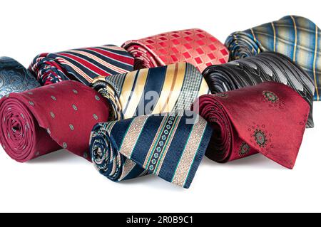 colorful ties isolated on a white background Stock Photo