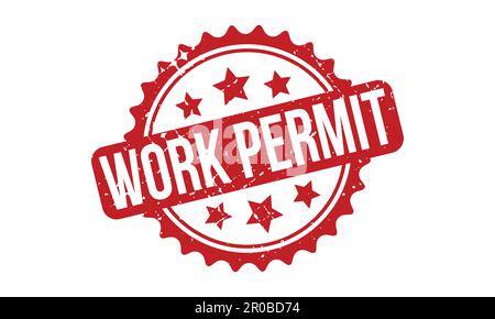 Work Permit Rubber Stamp. Red Work Permit Rubber Grunge Stamp Seal Vector Illustration - Vector Stock Vector