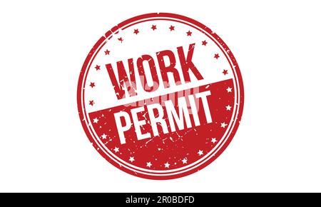 Work Permit Rubber Stamp. Red Work Permit Rubber Grunge Stamp Seal Vector Illustration - Vector Stock Vector