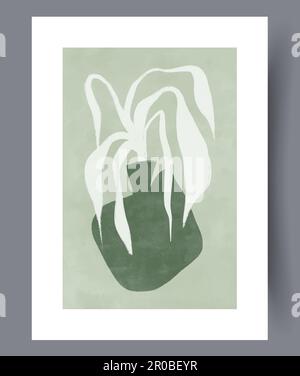 Still life plant asymmetry vase wall art print Stock Vector