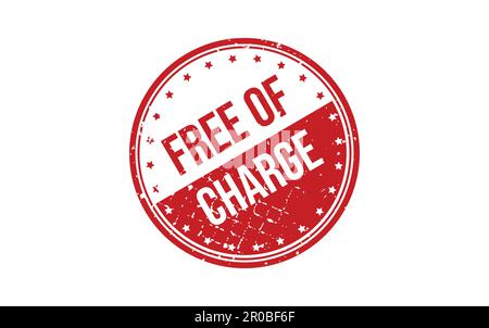 Grunge red free charge word square rubber seal stamp on white ...