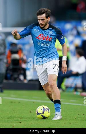 Naples, Italy. 07th May, 2023. Khvicha Kvaratskhelia of SSC Napoli during the Serie A match between Napoli and Fiorentina at Stadio Diego Armando Maradona, Naples, Italy on 7 May 2023. Credit: Giuseppe Maffia/Alamy Live News Stock Photo