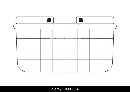 Wire grocery basket with handles monochrome flat vector object Stock Vector