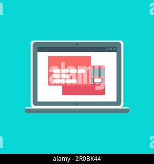 Web Template and Elements for site form of online shopping and enter card data on notebook. Vector Stock Vector