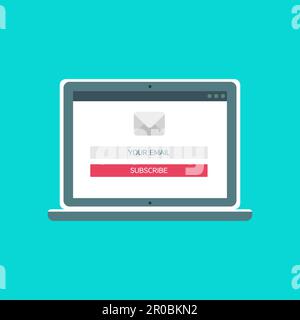 Web Template and Elements for site form of email subscribe, newsletter on computer. Vector Stock Vector