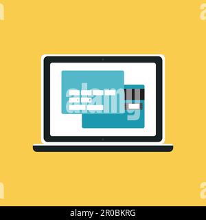 Web Template and Elements for site form of online shopping and enter card data on notebook. Vector Stock Vector