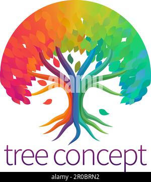 Rainbow Tree Abstract Stylised Concept Design Icon Stock Vector