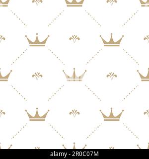 White crowns on grey background. Royal seamless pattern, baby textile or wallpaper vector design. Stock Vector