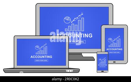 Accounting concept shown on different information technology devices Stock Photo