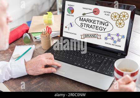 Marketing strategy concept shown on a laptop screen Stock Photo