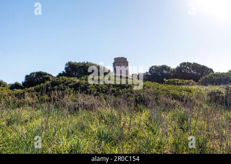 Torre Vecchia, San Giovanni di Sinnis, Oristano, Sardegna, Italy Stock Photo